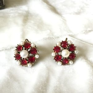 Pearl Gem Clip On Earrings